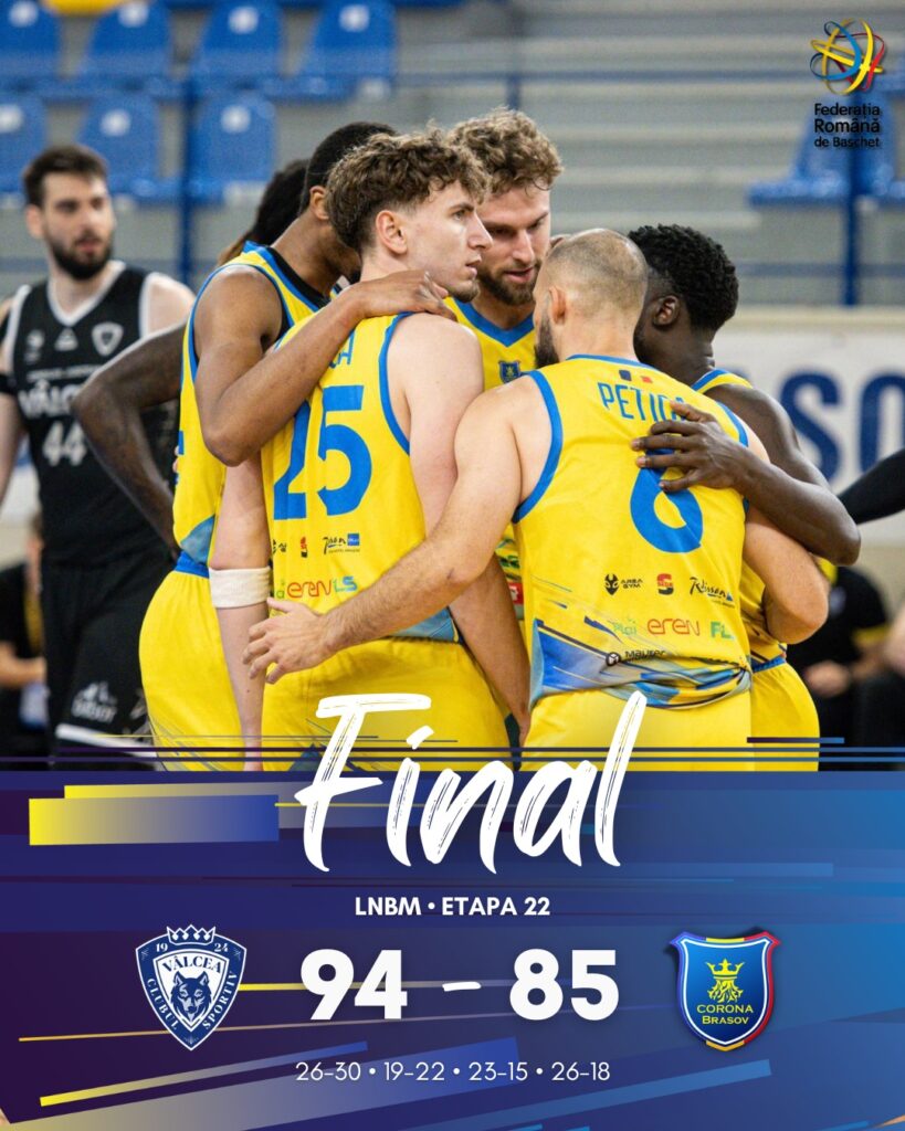Baschetbaliștii Coronei au cedat în fața celor de la CS Vâlcea 1924, scor 85–94