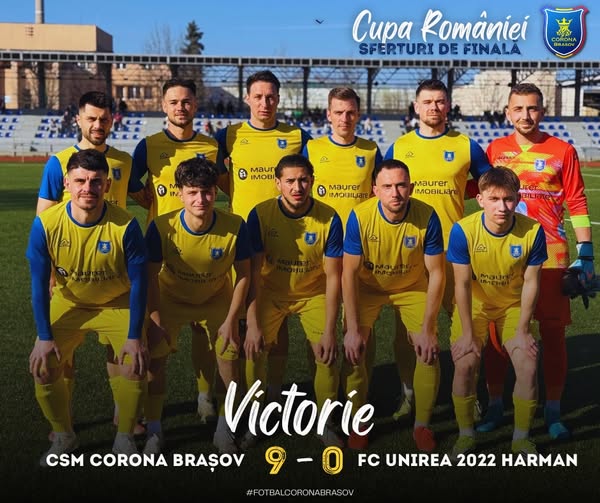 Fotbaliștii Coronei Brașov s-au calificat în semifinalele Cupei României.